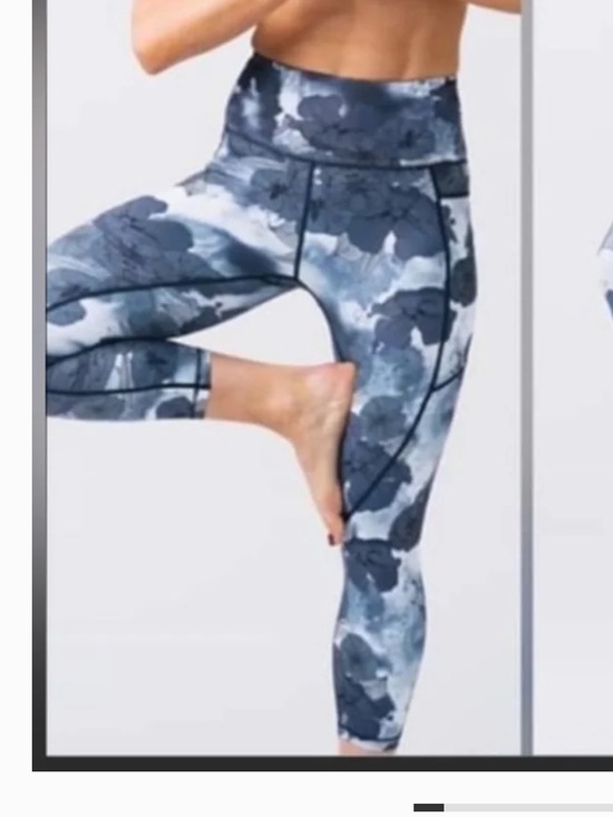 Zyia Active Pants - ZYIA Active Blue Floral Pocket Light n Tight Hi Rise Capri Leggings 4